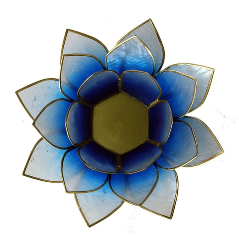 Lotus sfeerlicht 2 kleurig blauw/wit met gouden rand