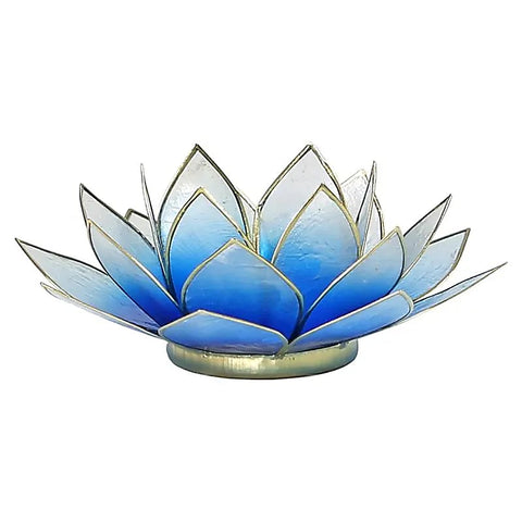 Lotus sfeerlicht 2 kleurig blauw/wit met gouden rand