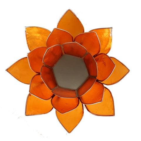 Lotus sfeerlicht oranje met zilverrand - 2de chakra