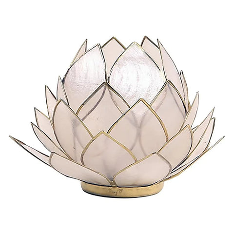 Lotus sfeerlicht groot naturel met gouden rand