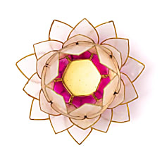 Lotus sfeerlicht roze/lichtroze gouden rand groot