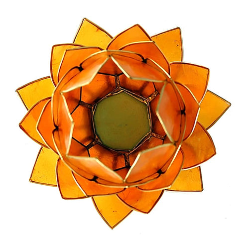 Lotus sfeerlicht oranje gouden rand groot