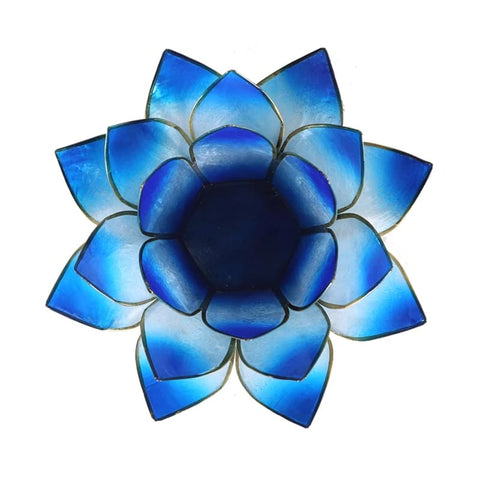 Lotus sfeerlicht blauw 2-kleurig gouden rand
