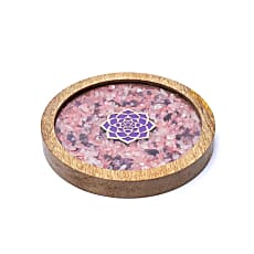 Onderzetter hout lotusbloem met rozenkwarts en amethist