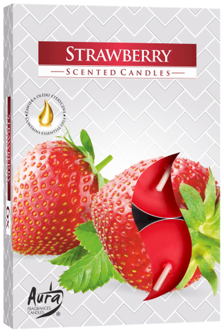 Set van 6 Geparfumeerde Theelichten - Aardbeien