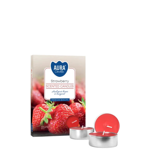 Set van 6 Geparfumeerde Theelichten - Aardbeien