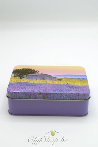 Geschenk retro blik 4 producten lavendel zonnebloem