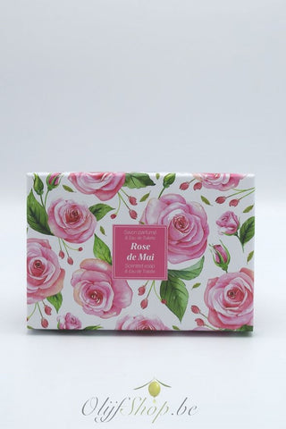 Geschenkdoos ronde zeep en eau de toilette rozen EP