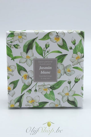 Geschenkdoos ronde zeep en schotel jasmijn EP