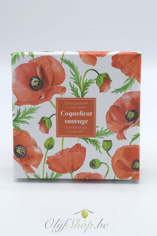 Geschenkdoos ronde zeep en schotel papaver EP