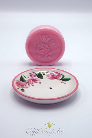 Geschenkdoos ronde zeep en schotel rozen EP
