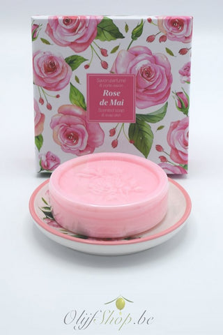 Geschenkdoos ronde zeep en schotel rozen EP