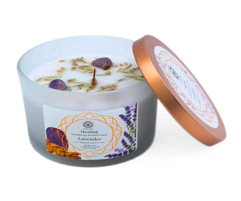 Green Tree Edelsteenkaars Genezing Lavendel 256g