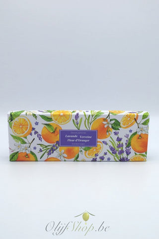 Luxe geschenkkoffer met 3 ronde zepen - lavendel, verveine, fleur d'oranger EP