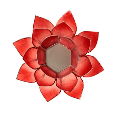 Lotus sfeerlicht roze/rood zilveren rand