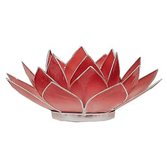 Lotus sfeerlicht roze/rood zilveren rand