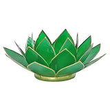 Lotus sfeerlicht groen met goudrand - 4de chakra