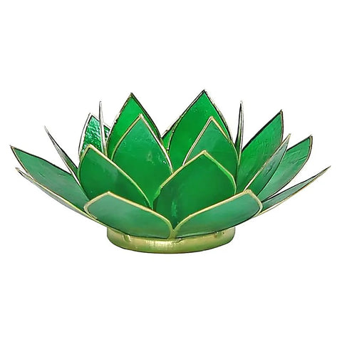 Lotus sfeerlicht groen met goudrand - 4de chakra