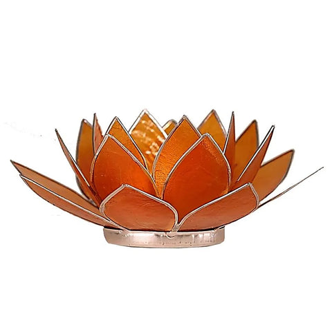 Lotus sfeerlicht oranje met zilverrand - 2de chakra