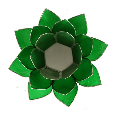 Lotus sfeerlicht groen zilverrand - 4de chakra