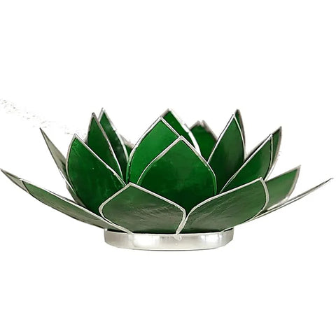 Lotus sfeerlicht groen zilverrand - 4de chakra