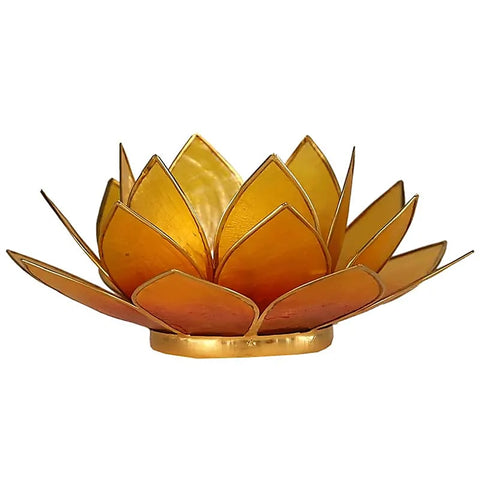 Lotus sfeerlicht oranje/geel 2 kleurig met gouden rand