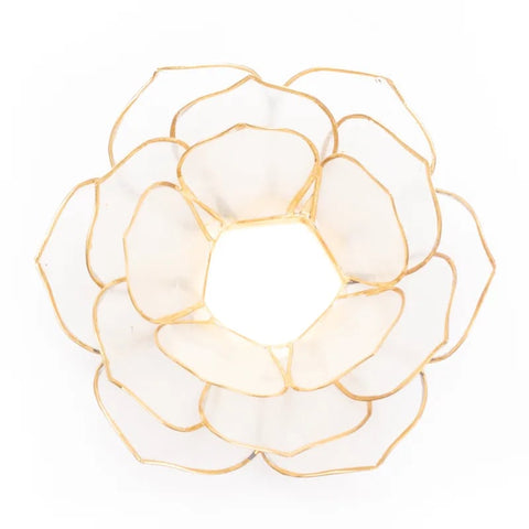 Lotus sfeerlicht bladvorm naturel goudrand - 13.5 cm