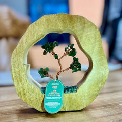 Edelsteenboom groene aventurijn in mango gesloten ring