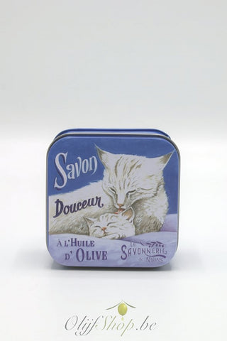 Blikje en zeep witte poes 100 gram