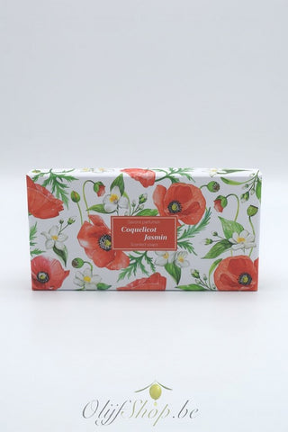 Geschenkdoos met 2 ronde zepen papaver en jasmijn EP