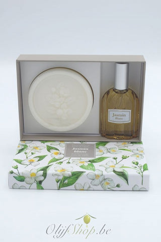 Geschenkdoos ronde zeep en eau de toilette jasmijn EP