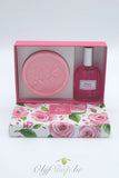 Geschenkdoos ronde zeep en eau de toilette rozen EP