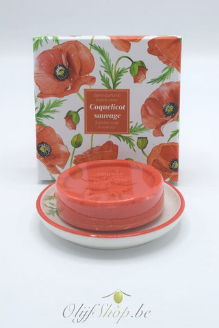 Geschenkdoos ronde zeep en schotel papaver EP