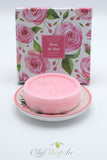 Geschenkdoos ronde zeep en schotel rozen EP