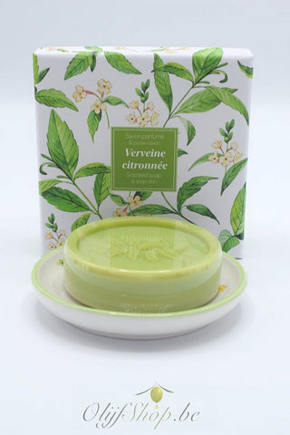 Geschenkdoos ronde zeep en schotel verveine citrus EP