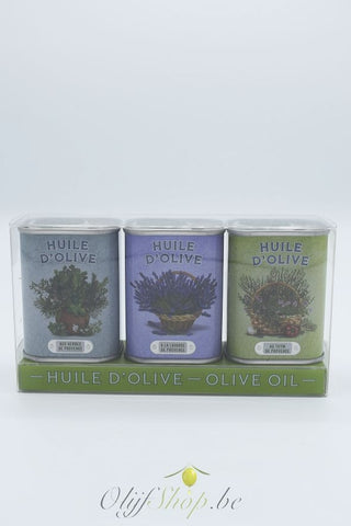 Giftset olijfolie provence, lavendel en tijm - 3 x 75 ml