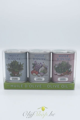 Giftset olijfolie provence, look en espelette - 3 x 75 ml