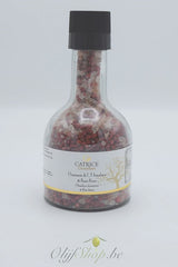 Glazen molen met himalaya zout met roze peperkorrels