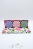 Luxe geschenkkoffer met 3 ronde zepen - lavendel, rozen, fleur d'olivier EP