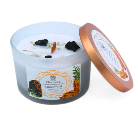 Green Tree Edelsteenkaars Reiniging Sandelhout 256g